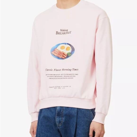 Flan Labs Eggs and Bacon Pink  Crewneck Sweatshirt  XL - Picture 7 of 8